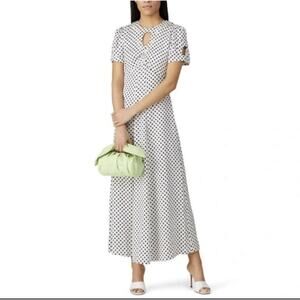 Alexachung White Black Polka Dot Keyhole Maxi Dress sz 14
